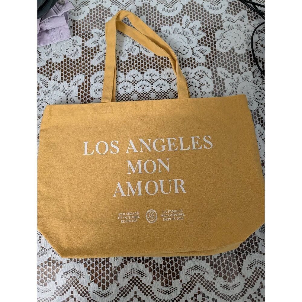 Sezane recycle grocery tote bag mustard yellow color